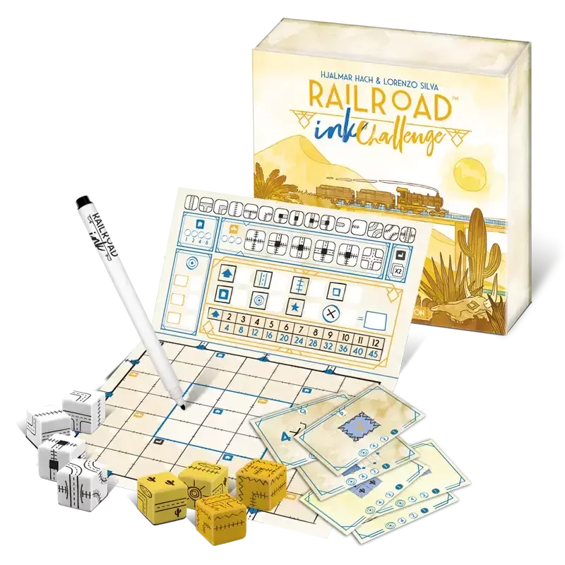 Railroad Ink: Challenge Sonnengelb Spielmaterial